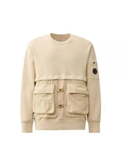 Diagonal Raised Fleece Mixed Detachable Sweatshirt Beige - CP COMPANY - BALAAN 2