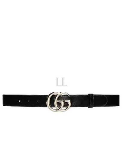 GG Marmont Thin Leather Belt Black - GUCCI - BALAAN 2