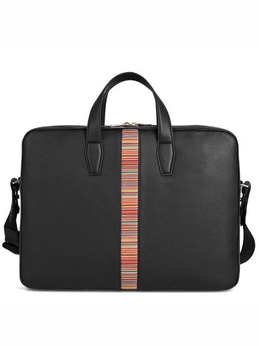 signature striped leather briefcase black - PAUL SMITH - BALAAN 2