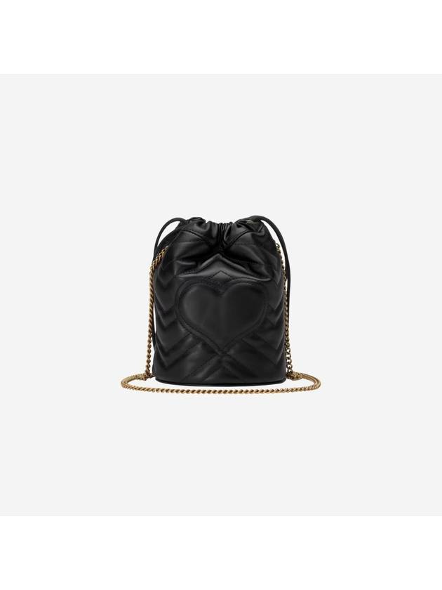 GG Marmont Gold Chain Mini Bucket Bag Black - GUCCI - BALAAN 3