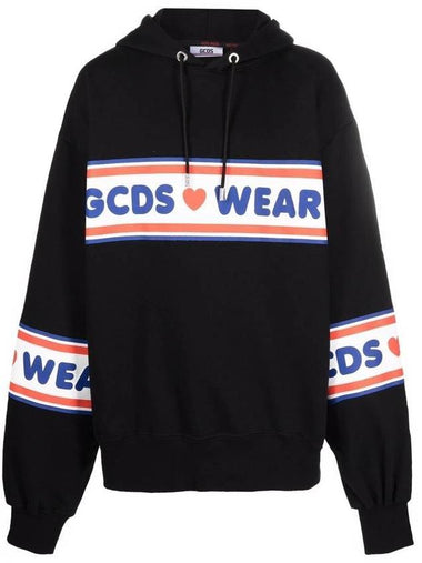 Hooded Drawstring Cotton Hooded Black - GCDS - BALAAN 1