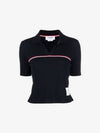 Three Stripes High Twist Rib Polo Shirt Navy - THOM BROWNE - BALAAN 2