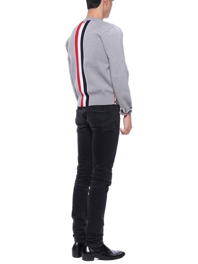 Center Back Striped Stitch Merino Wool Knit Top Grey - THOM BROWNE - BALAAN 7