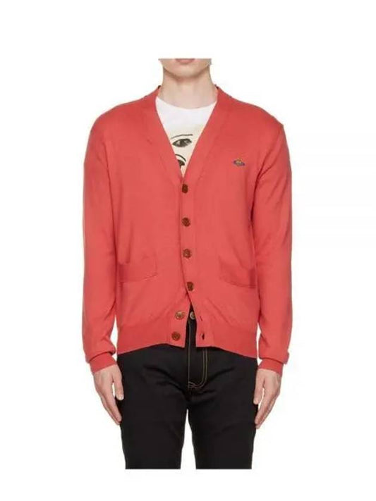 ORB Embroidery Logo V Neck Cardigan Red - VIVIENNE WESTWOOD - BALAAN 2