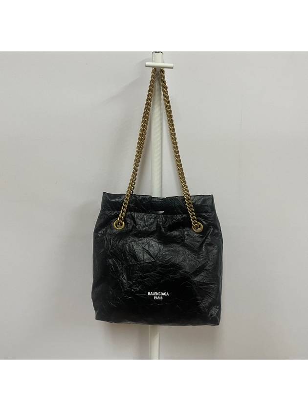 Crush Small Leather Shoulder Bag Black - BALENCIAGA - BALAAN 7