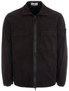 Zipper Regular Fit Cotton Overshirt Jacket Black - STONE ISLAND - BALAAN 3