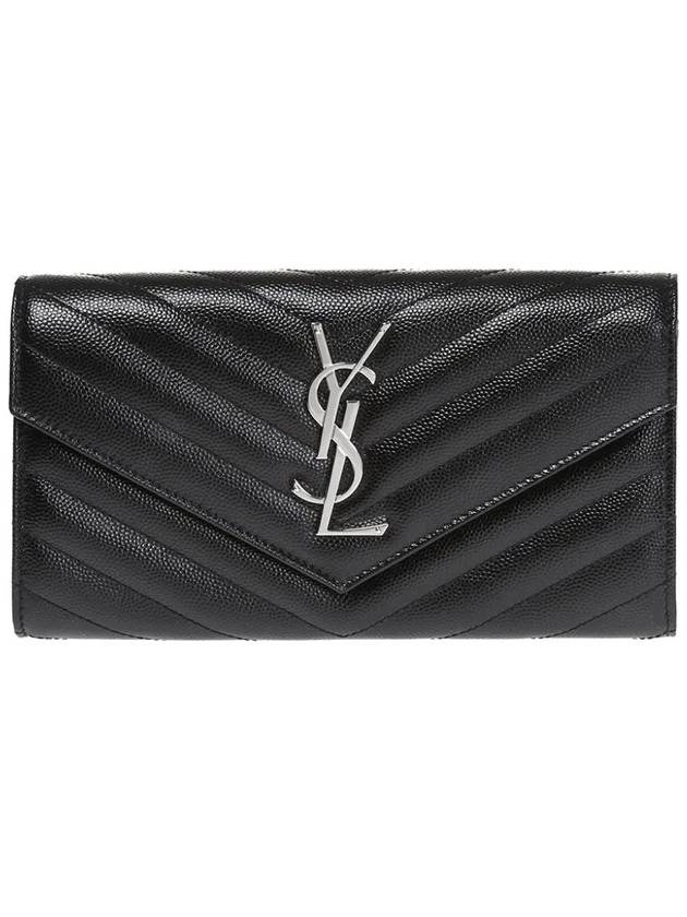 Matelasse Monogram Flap Long Wallet Black - SAINT LAURENT - BALAAN 3