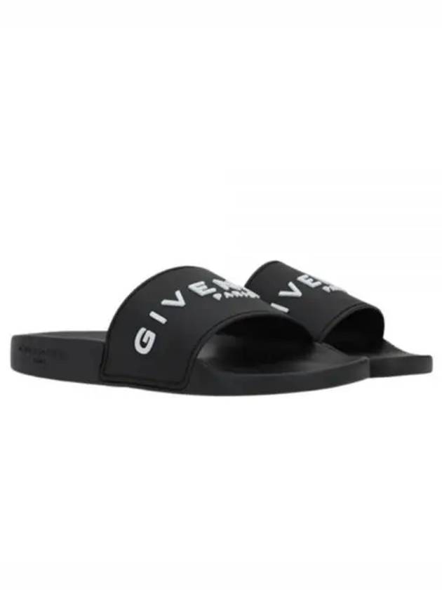 Logo Rubber Flat Slide Slippers Black - GIVENCHY - BALAAN 2