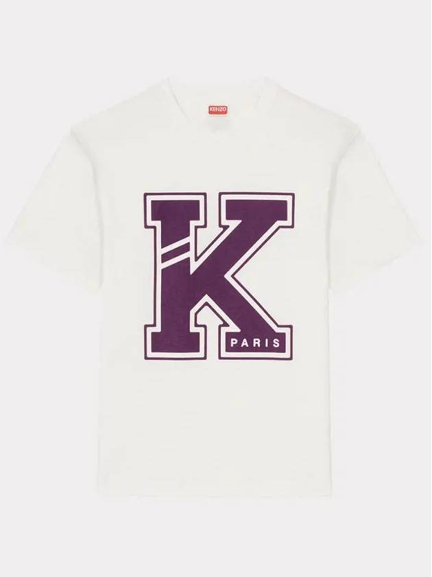 Men's Varsity K Logo Cotton Short Sleeve T-Shirt Off White - KENZO - BALAAN 3