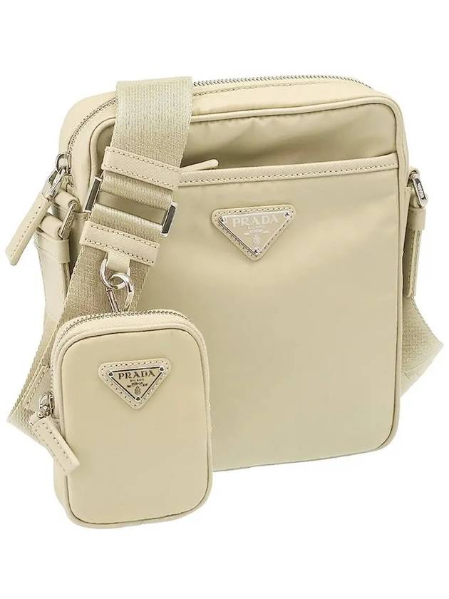 Triangle Logo Re-Nylon Saffiano Leather Cross Bag Beige - PRADA - BALAAN 4