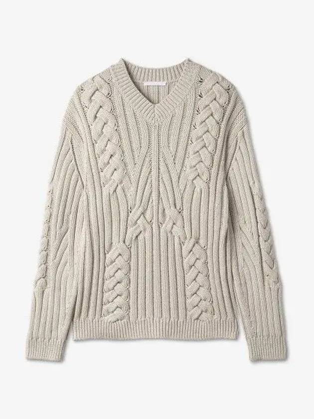 Cable V-Neck Knit Top Ivory - HELMUT LANG - BALAAN 2