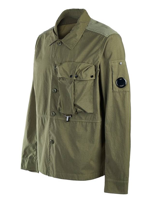 Men's Lens Wappen Tyrone Overfit Long Sleeve Shirt Jacket Khaki - CP COMPANY - BALAAN 3