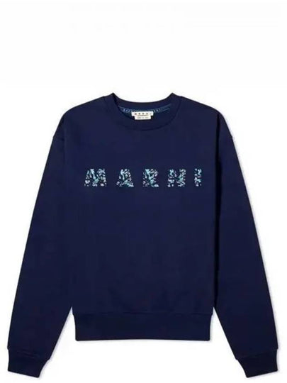 Floral Logo Print Sweatshirt Blue - MARNI - BALAAN 2