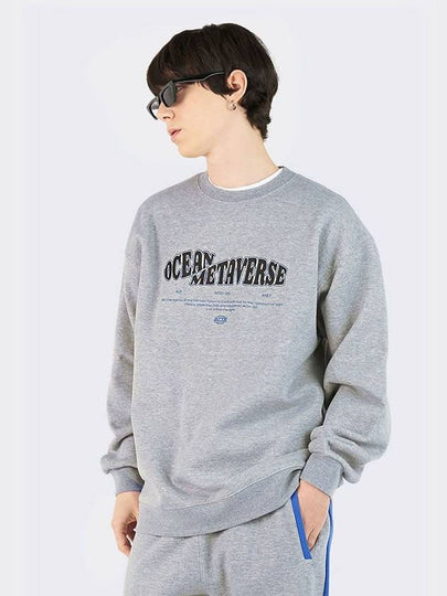 Ocean Metaverse Embroidery Typo Sweatshirt Gray - AOX - BALAAN 2