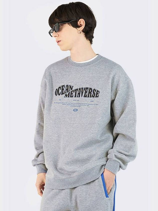 Ocean Metaverse Embroidery Typo Sweatshirt Gray - AOX - BALAAN 1