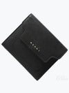 Saffiano Tri-Fold Zipper Half Wallet Black - MARNI - BALAAN 2