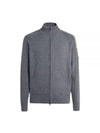 Lens Wappen Lambswool Zip-Up Cardigan Grey - CP COMPANY - BALAAN 2