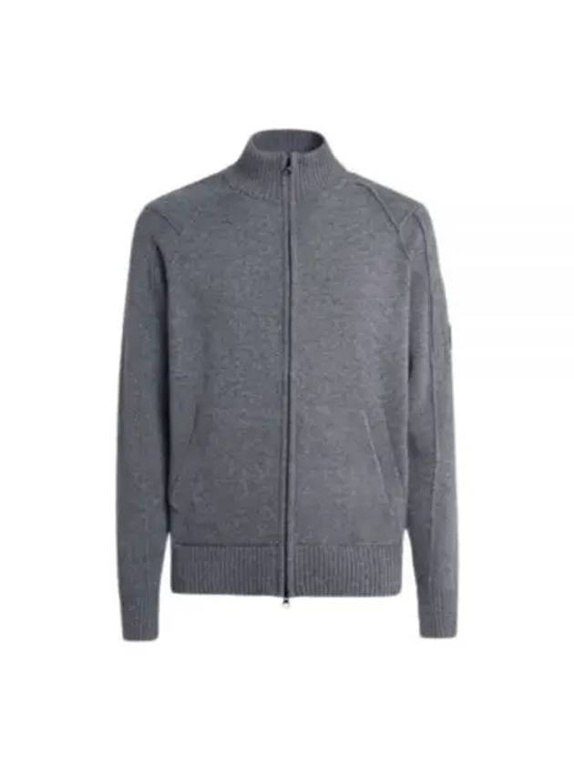 Lens Wappen Lambswool Zip-Up Cardigan Grey - CP COMPANY - BALAAN 2