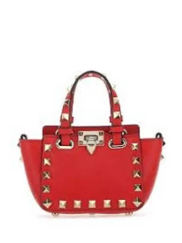 Rockstud Leather Micro Tote Bag Red - VALENTINO - BALAAN 2