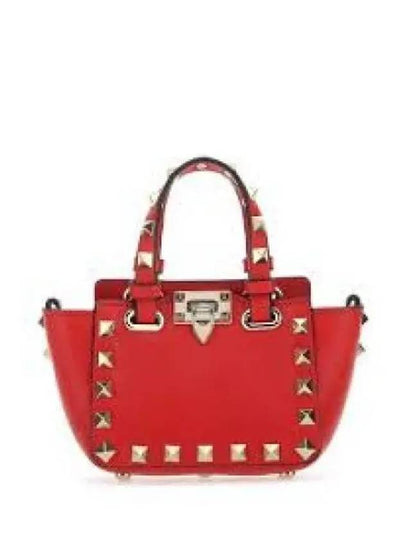 Rockstud Leather Micro Tote Bag Red - VALENTINO - BALAAN 2