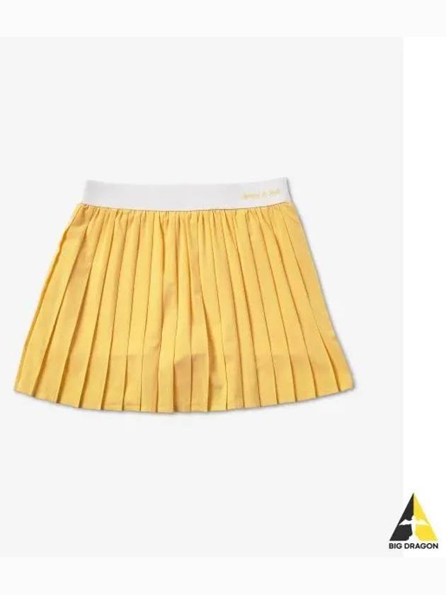 Women's Classic Logo Pleated Skirt Yellow - SPORTY & RICH - BALAAN 2