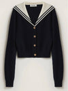 Stripe Edge Cashmere Cardigan Navy - MIU MIU - BALAAN 2