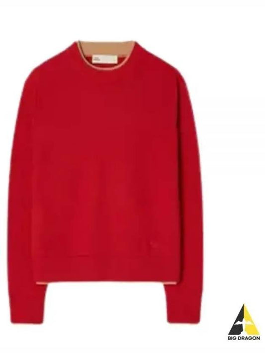 Double Layer Cashmere Crewneck Knit Top Red - TORY BURCH - BALAAN 2