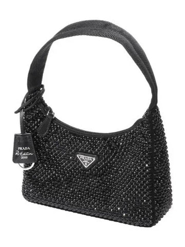 Crystal Embellished Satin Mini Bag Handbag Tote - PRADA - BALAAN 1