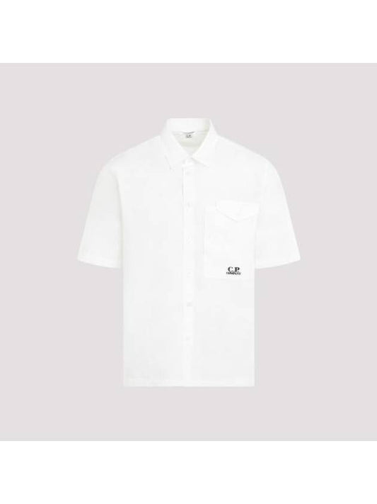 Cotton Popeline Short Sleeve Shirt White - CP COMPANY - BALAAN 1