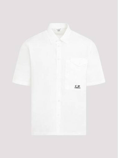 Cotton Popeline Short Sleeve Shirt White - CP COMPANY - BALAAN 1