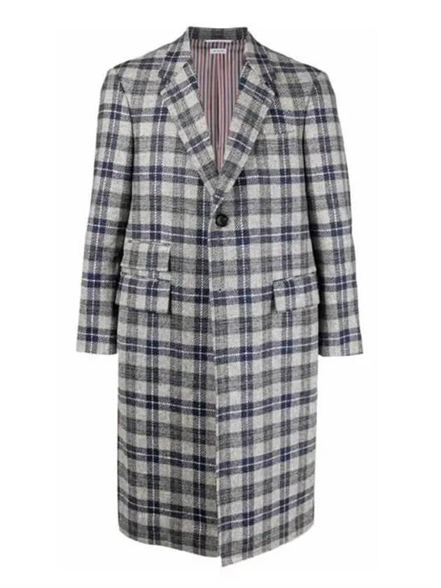 Men's Check Single Coat Gray - THOM BROWNE - BALAAN.