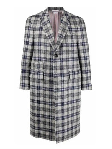 Men's Check Single Coat Gray - THOM BROWNE - BALAAN.