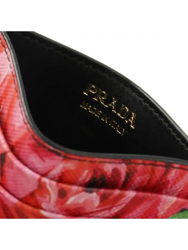 Floral Print Saffiano Card Wallet Black - PRADA - BALAAN 9