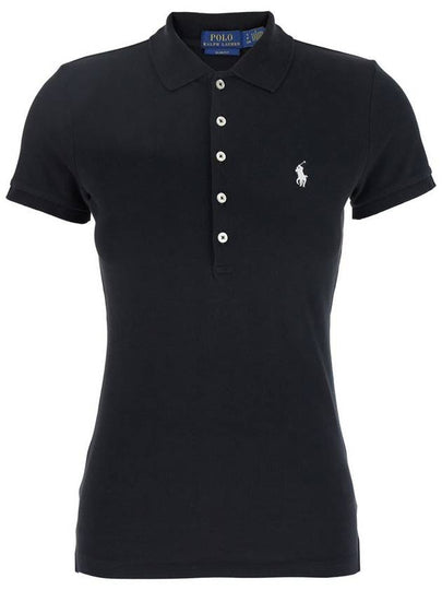 Women's Julie Embroidered Logo Short Sleeve Polo Shirt Black - POLO RALPH LAUREN - BALAAN 2