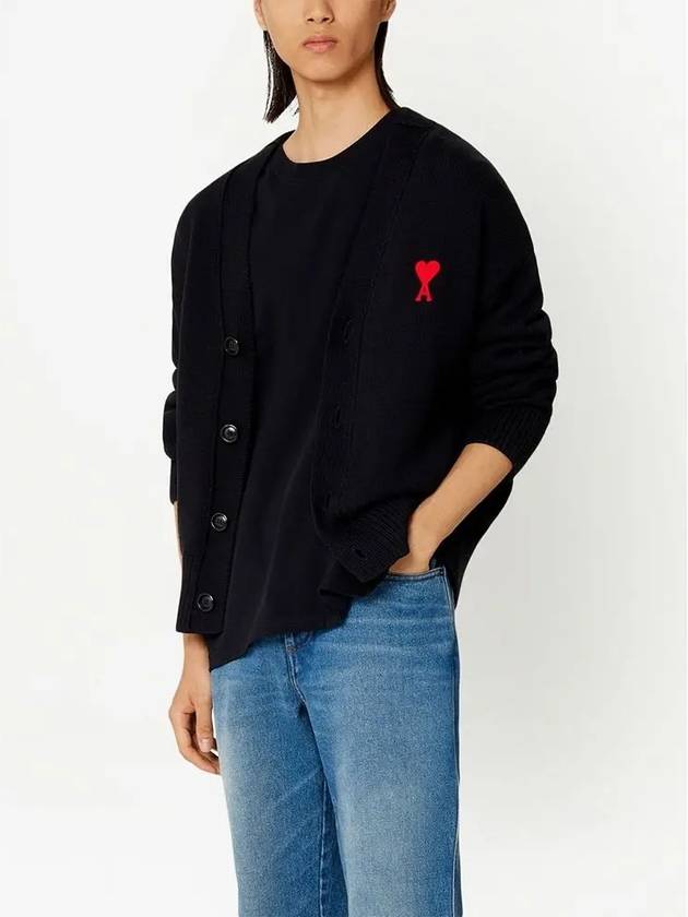 Men's de Coeur Heart Cardigan Black - AMI - BALAAN 5