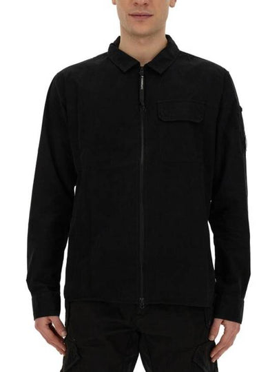 Gabardine Zip Up Long Sleeve Shirt Black - CP COMPANY - BALAAN 2