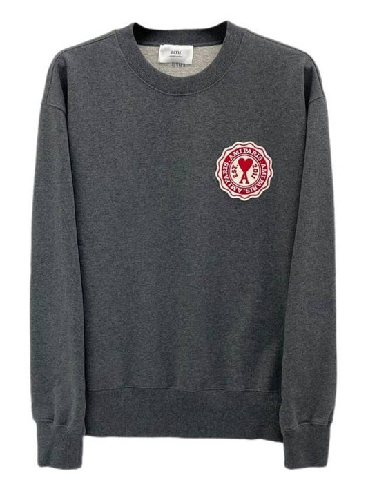 Heart Logo Patch Sweatshirt Grey - AMI - BALAAN.