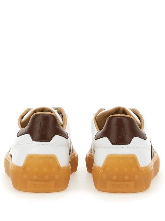 Calfskin Leather Low Top Sneakers White Brown - TOD'S - BALAAN 4