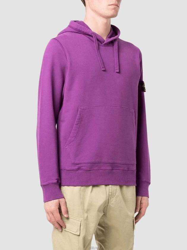 Wappen Patch Brushed Cotton Fleece Hoodie Violet - STONE ISLAND - BALAAN 4