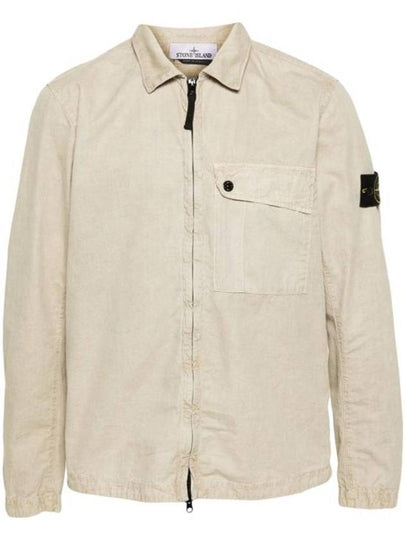 Old Treatment Garment Dyed Overshirt Jacket Beige - STONE ISLAND - BALAAN 2