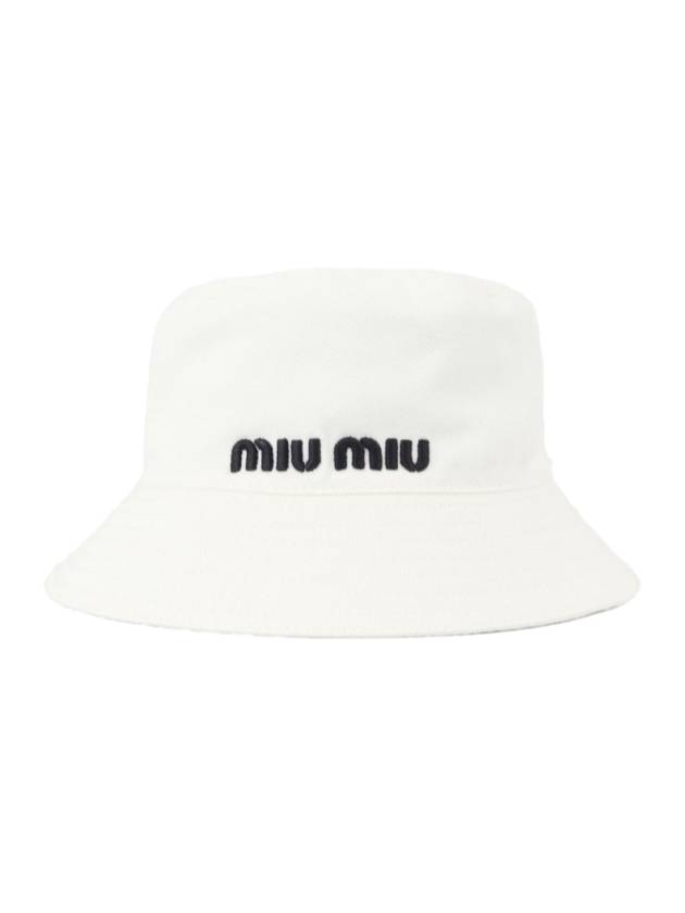 M Miumiu Fisherman Drill Logo Cotton Bucket Hat Hewite - MIU MIU - BALAAN 1