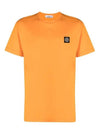 Logo Patch Cotton Short Sleeve T-Shirt Orange - STONE ISLAND - BALAAN 2