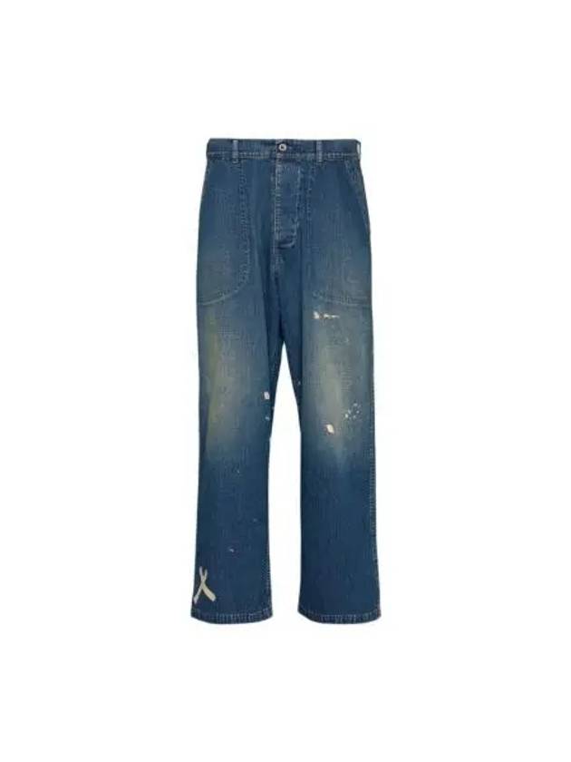 Paint Splatter Cotton Wide Jeans Indigo - MAISON MARGIELA - BALAAN 2