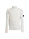 Logo Patch Wool Knit Turtleneck White - STONE ISLAND - BALAAN 2