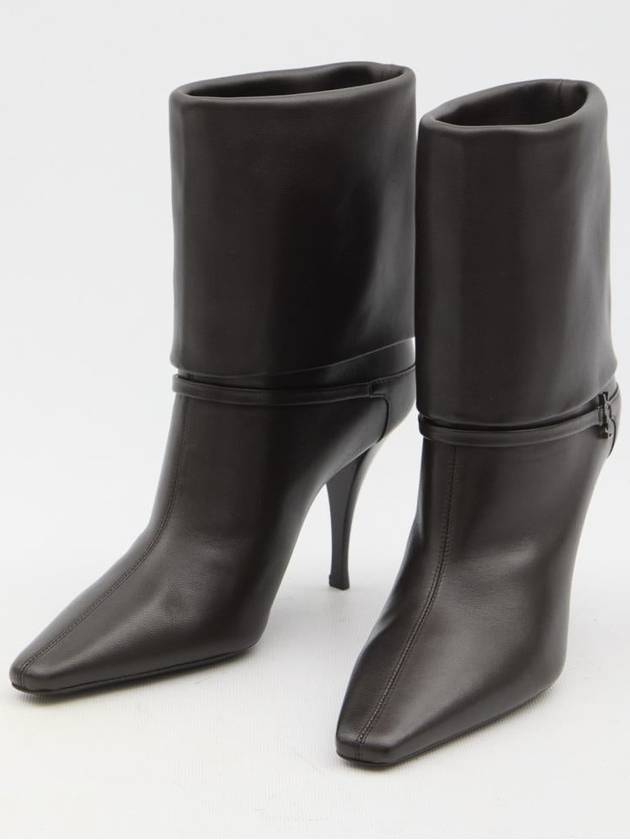 Niki Leather Ankle Boots Eagle Brown - SAINT LAURENT - BALAAN 3