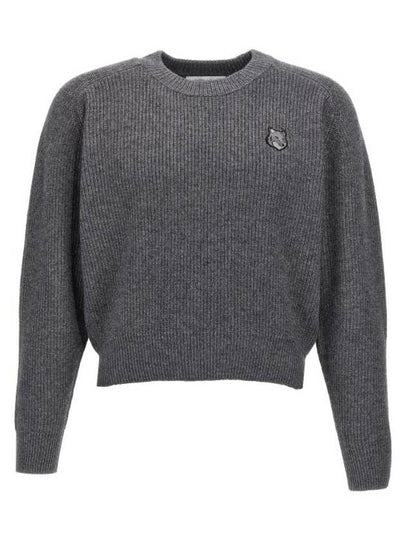 Bold Fox Head Patch Knit Top Grey - MAISON KITSUNE - BALAAN 2