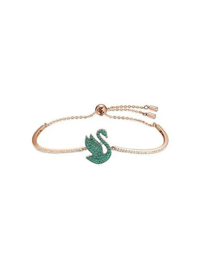 Iconic Swan Bangle Bracelet Green Rose Gold - SWAROVSKI - BALAAN 2