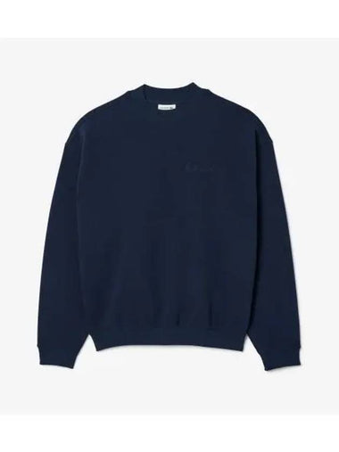 Men s Signature Embroidery Match Mock Neck Sweatshirt Navy - LACOSTE - BALAAN 1