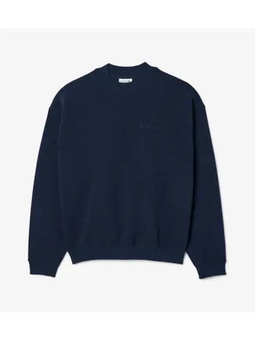 Men s Signature Embroidery Match Mock Neck Sweatshirt Navy - LACOSTE - BALAAN 1