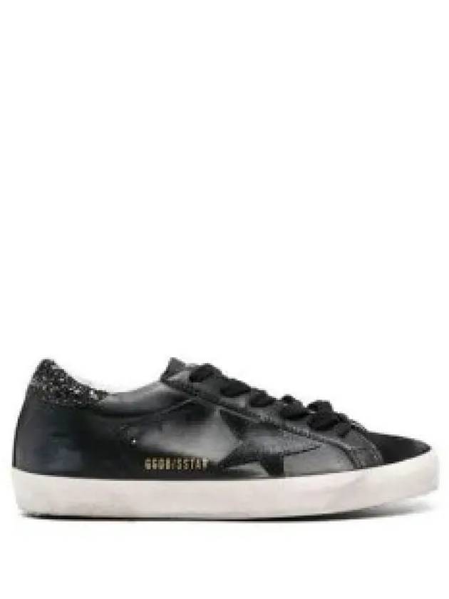 Superstar Glitter Tab Leather Low Top Sneakers Black - GOLDEN GOOSE - BALAAN 2